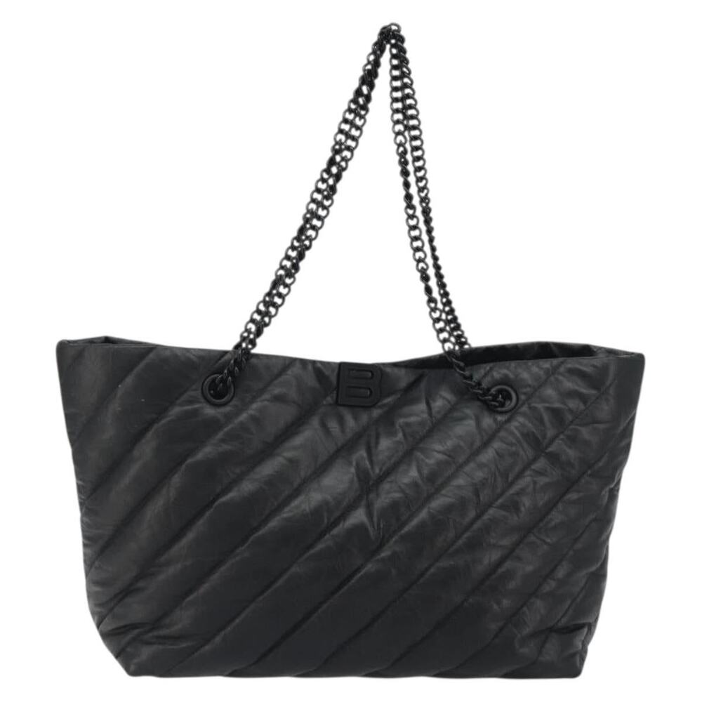 Balenciaga Leather Crash Shoulder Bag Black